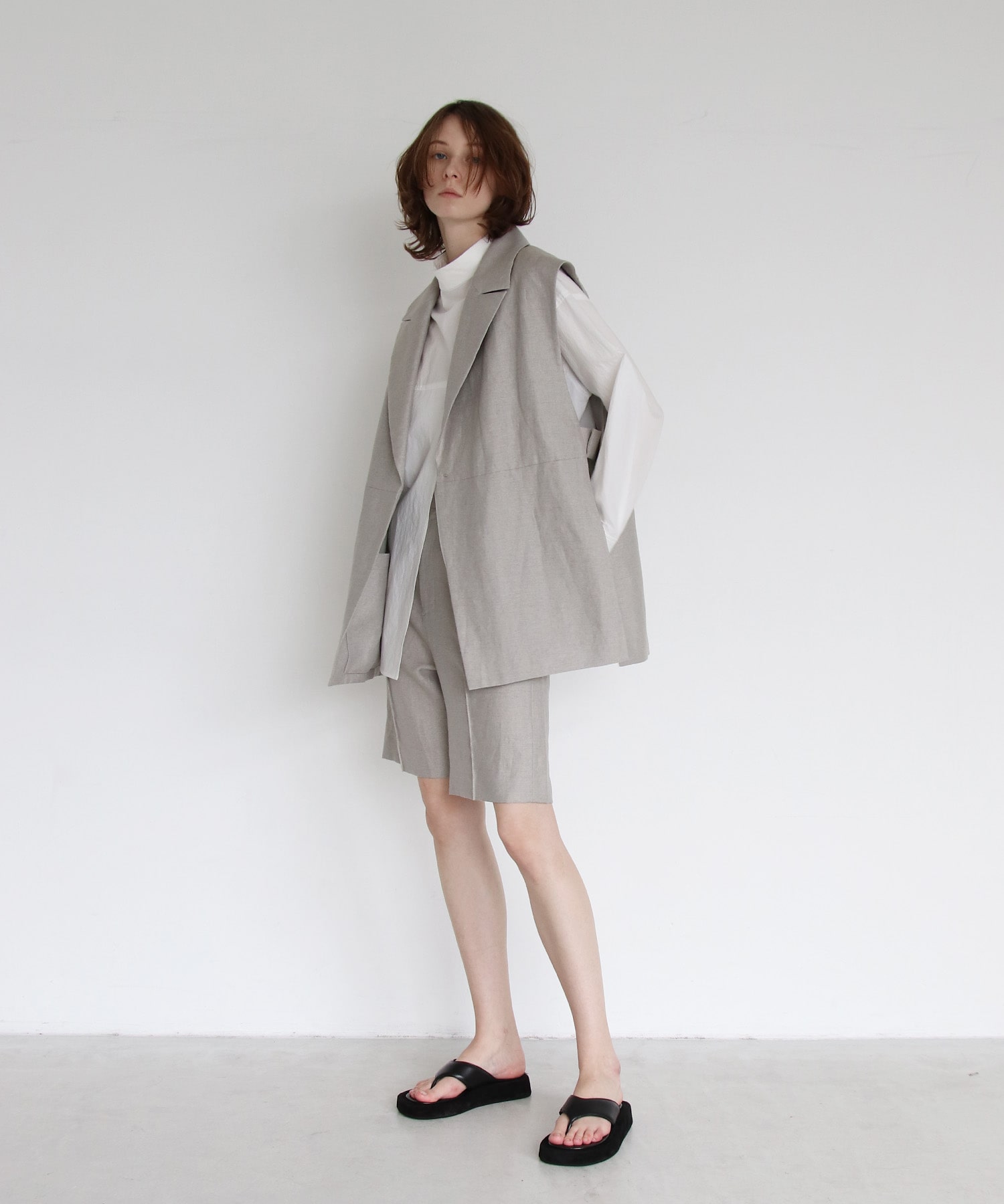 wool linen half pants