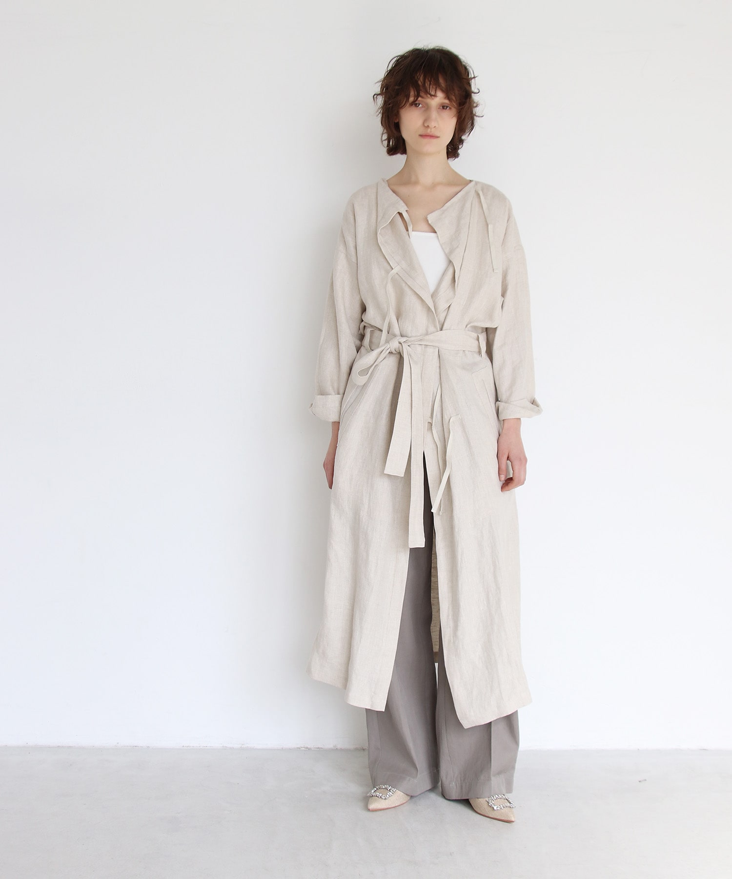 linen over size long coat