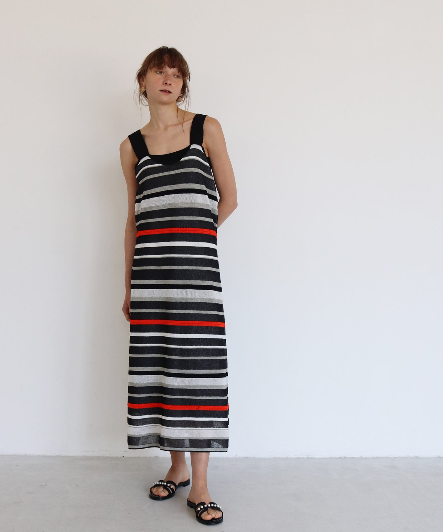 multi border summer knit dress