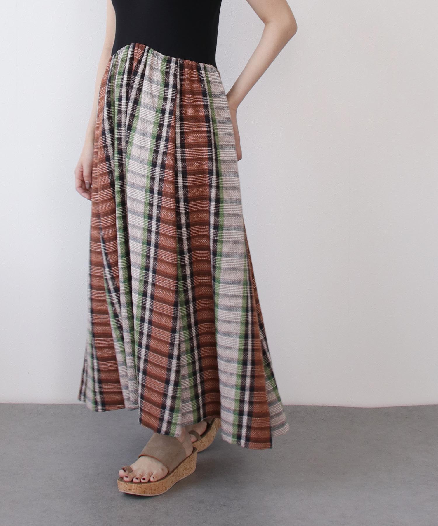 slub check switching dress