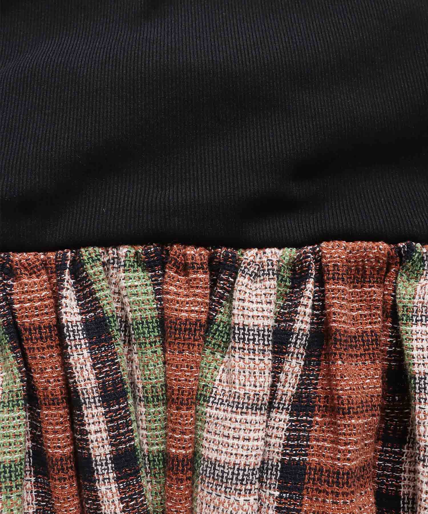 slub check switching dress