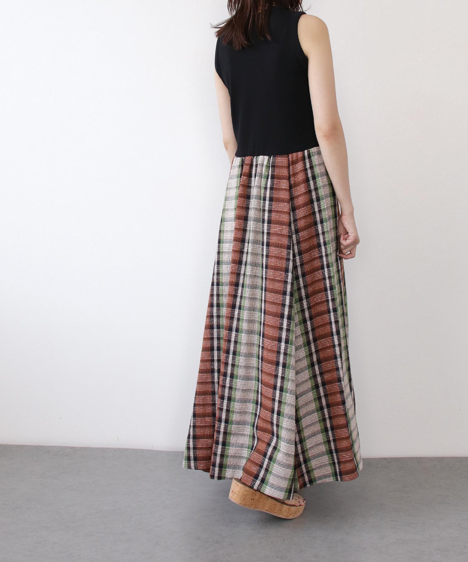 slub check switching dress
