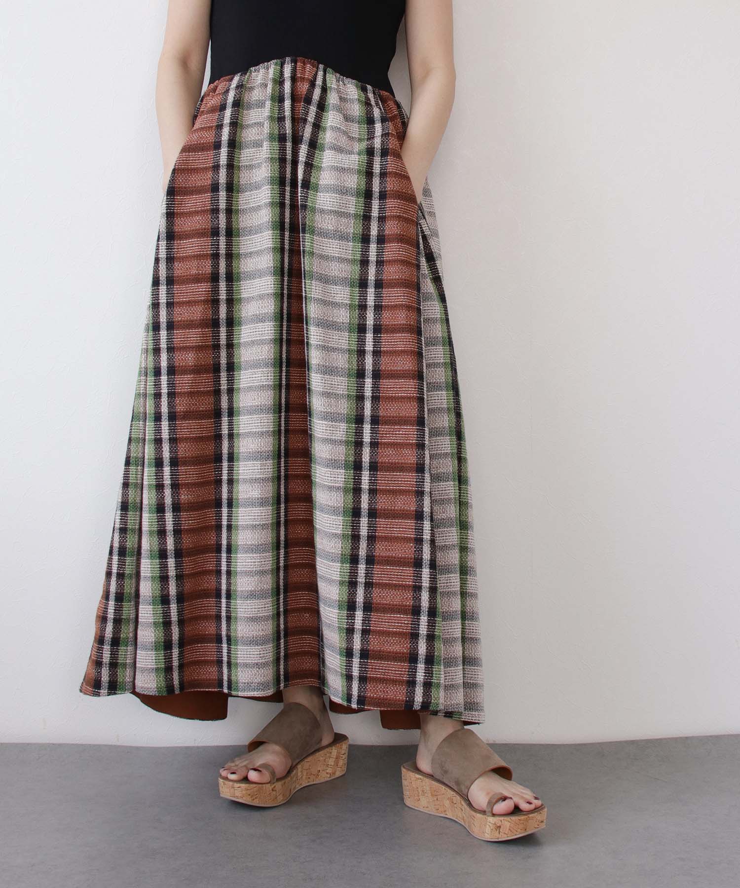 slub check switching dress
