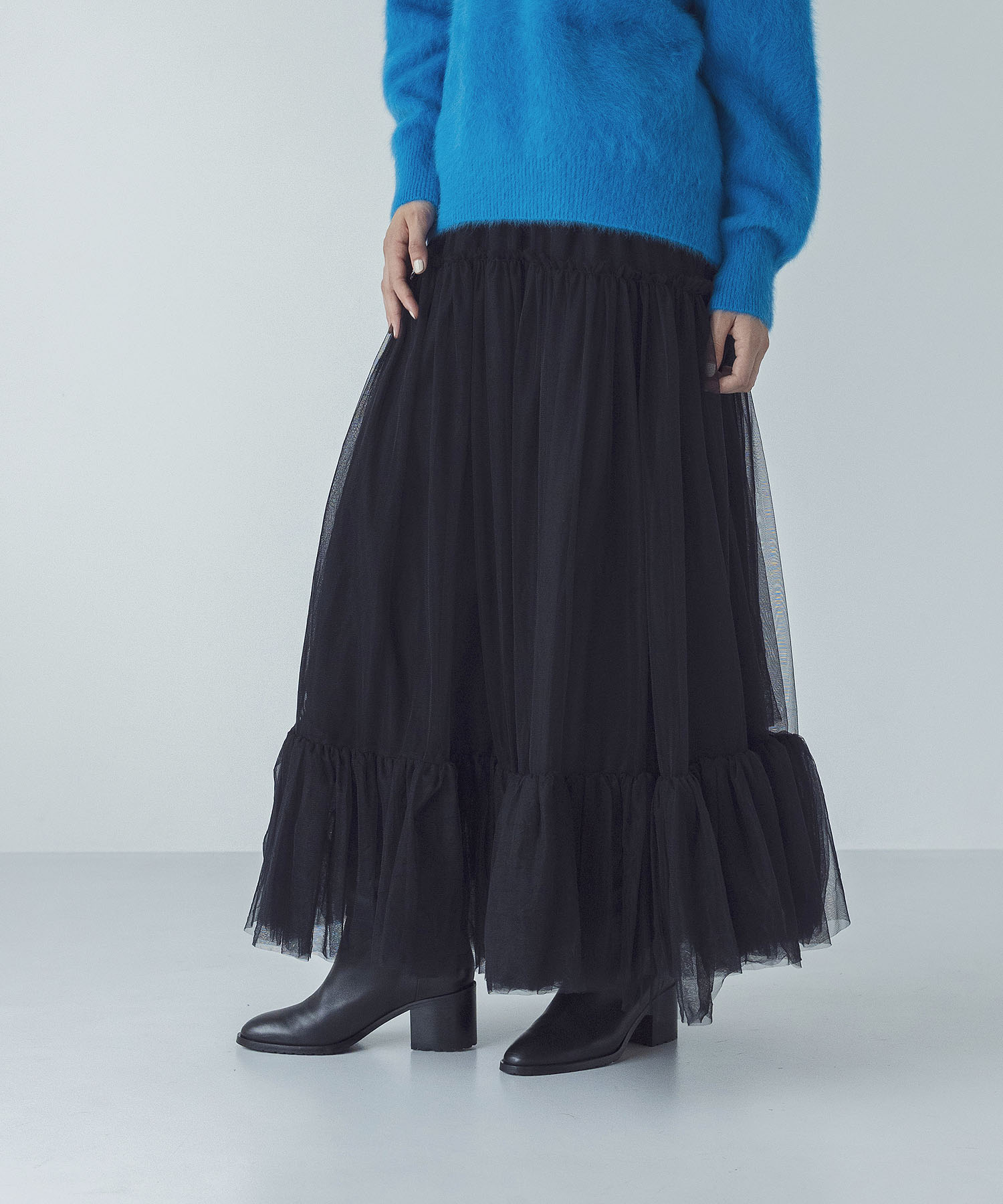 tulle gathered skirt