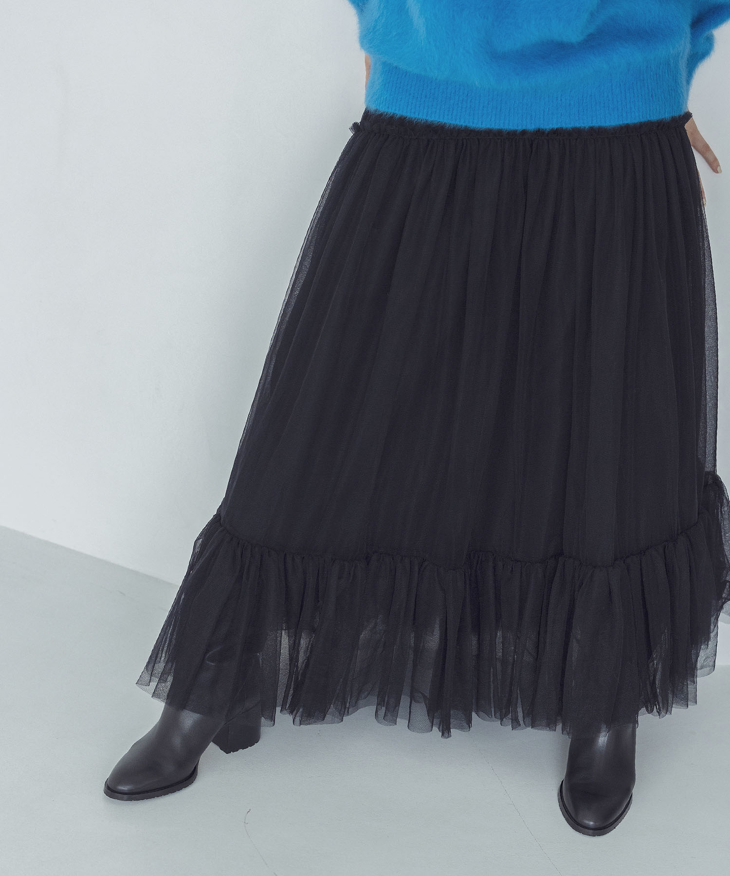 tulle gathered skirt