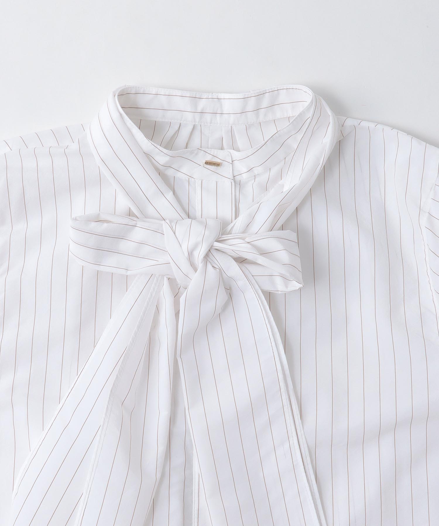 nylon typewriter stripe bow tie blouse