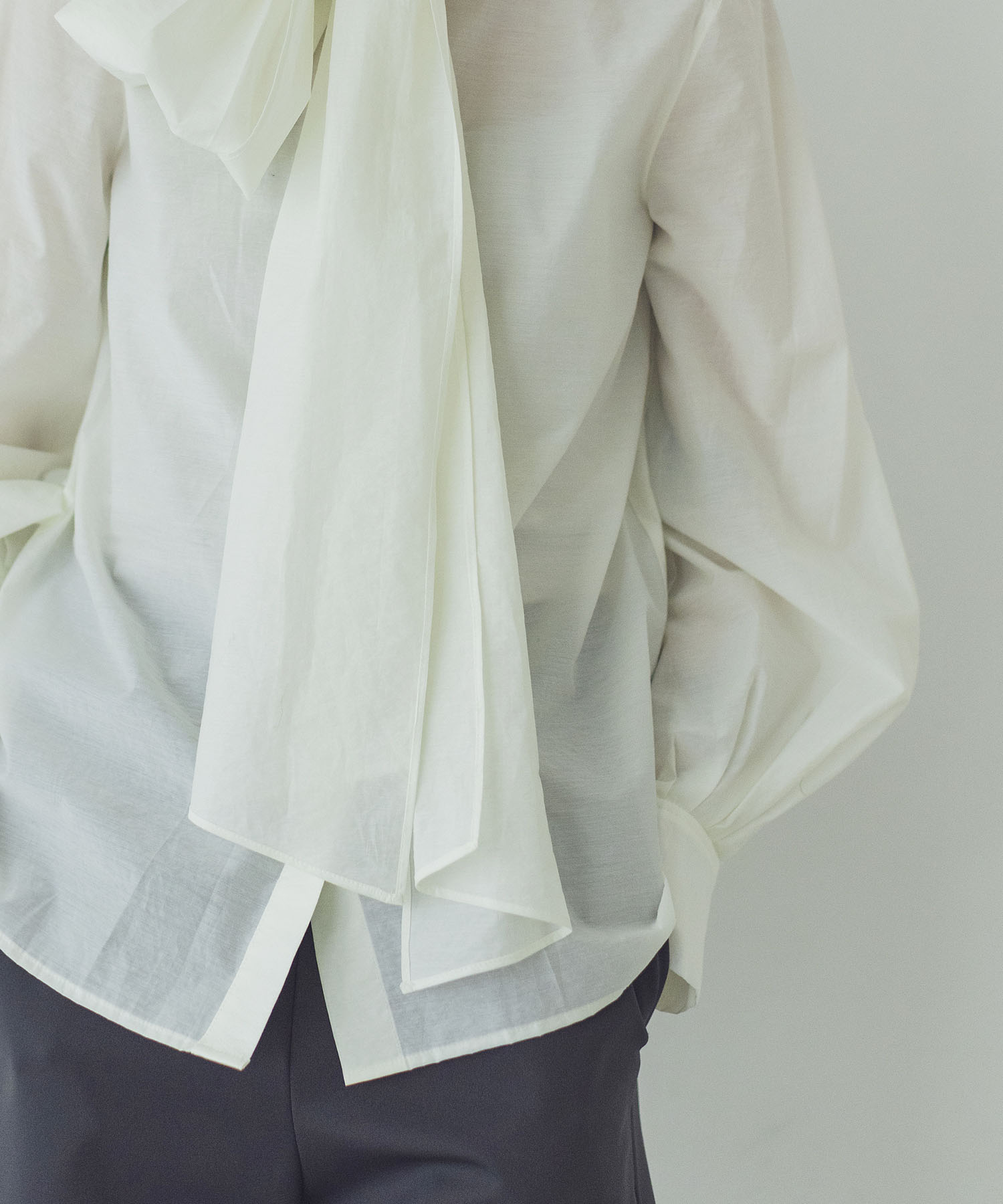 C/N washer taffeta bow tie blouse