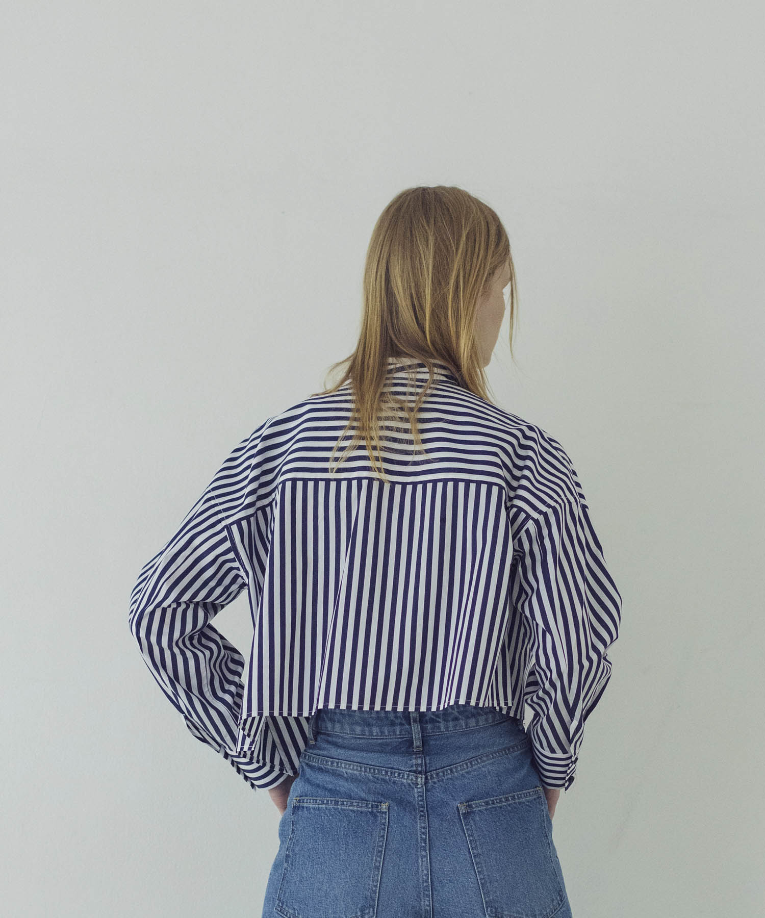 cotton stripe midriff shirt