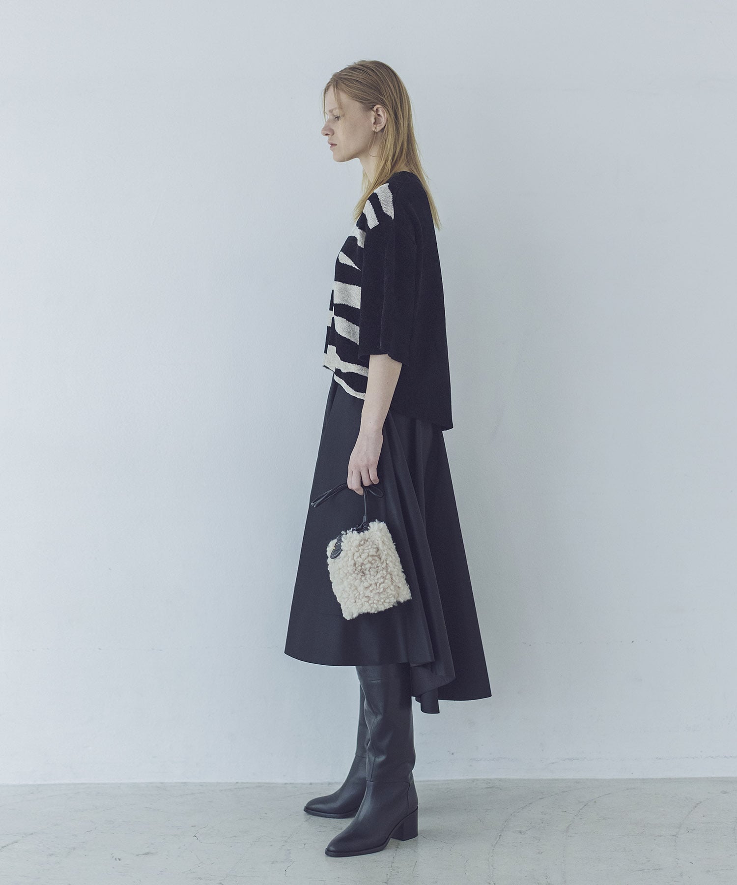 shiny nylon belted flare skirt