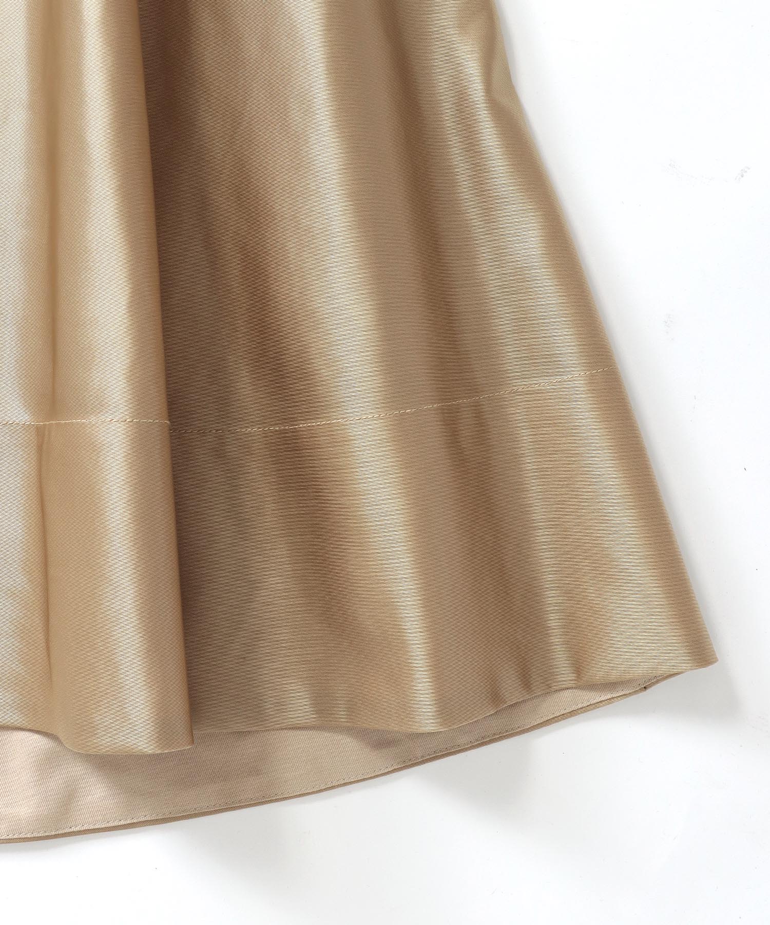shiny nylon belted flare skirt