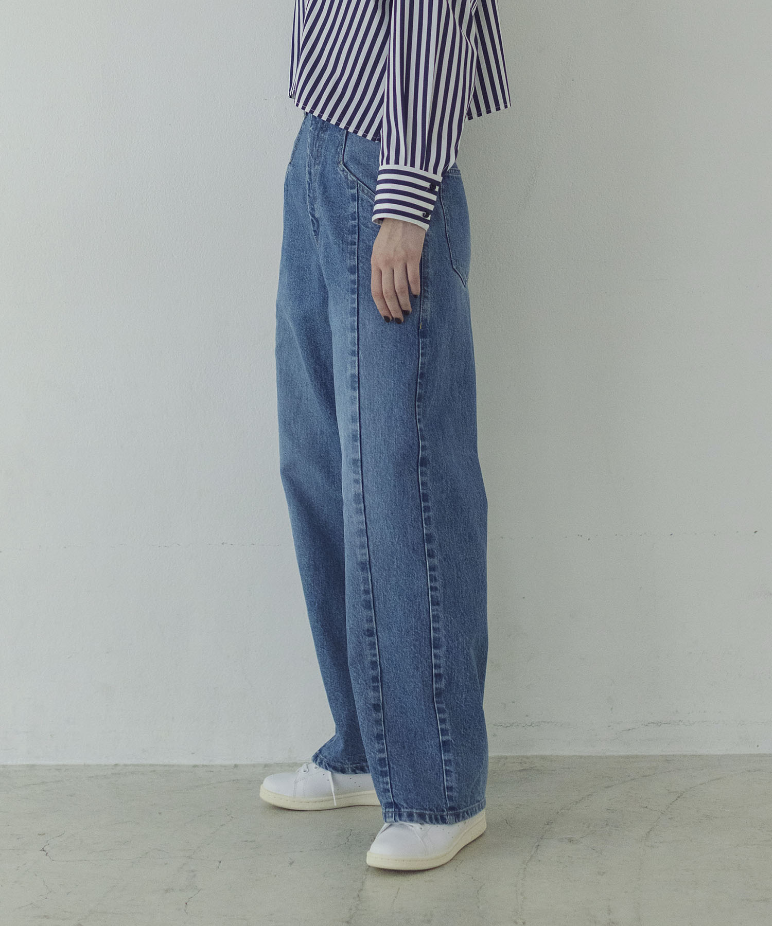 high waist wide straight denim