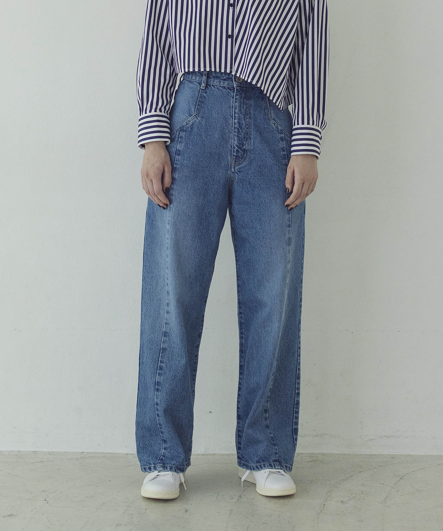 high waist wide straight denim