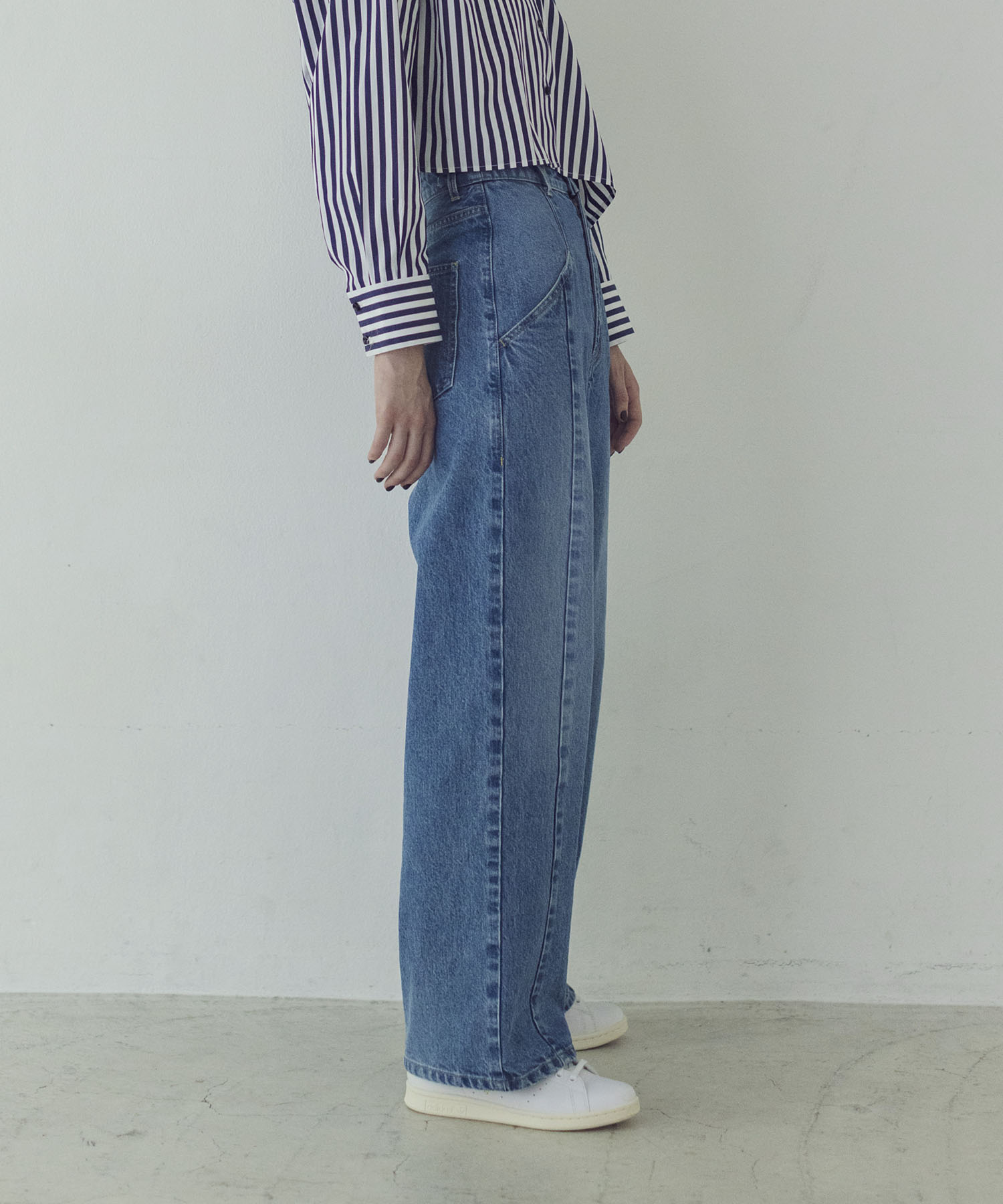 high waist wide straight denim