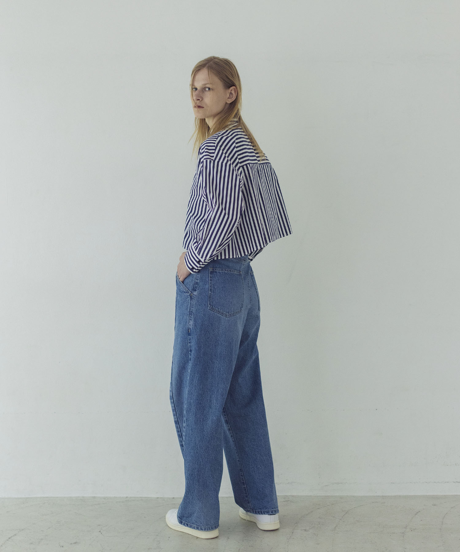 high waist wide straight denim