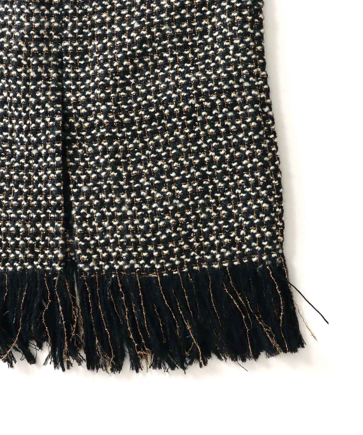 tweed long fringe tight skirt