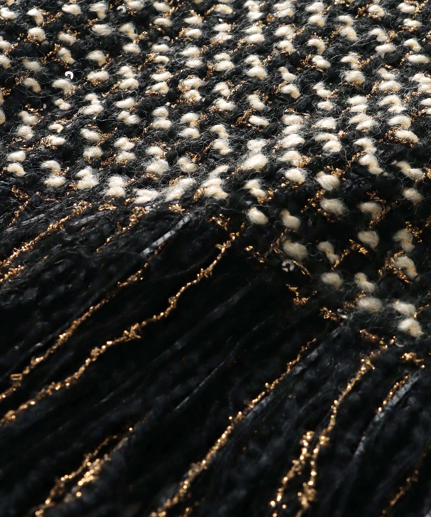 tweed long fringe tight skirt