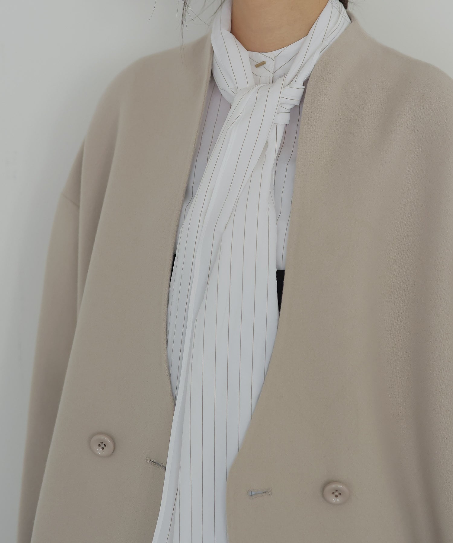 rever melton swan collar long coat | AND ON JIONE STORE