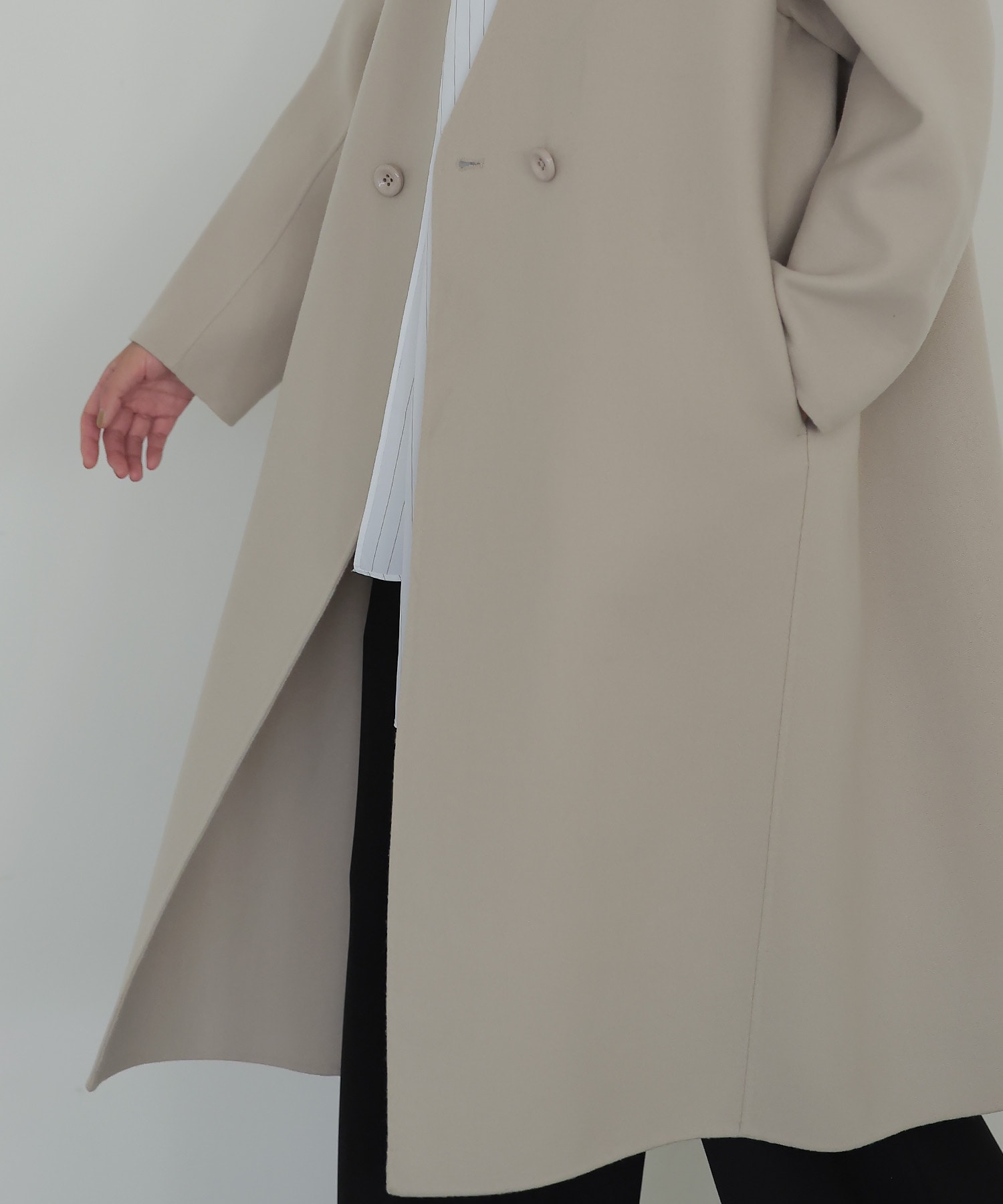 rever melton swan collar long coat | AND ON JIONE STORE