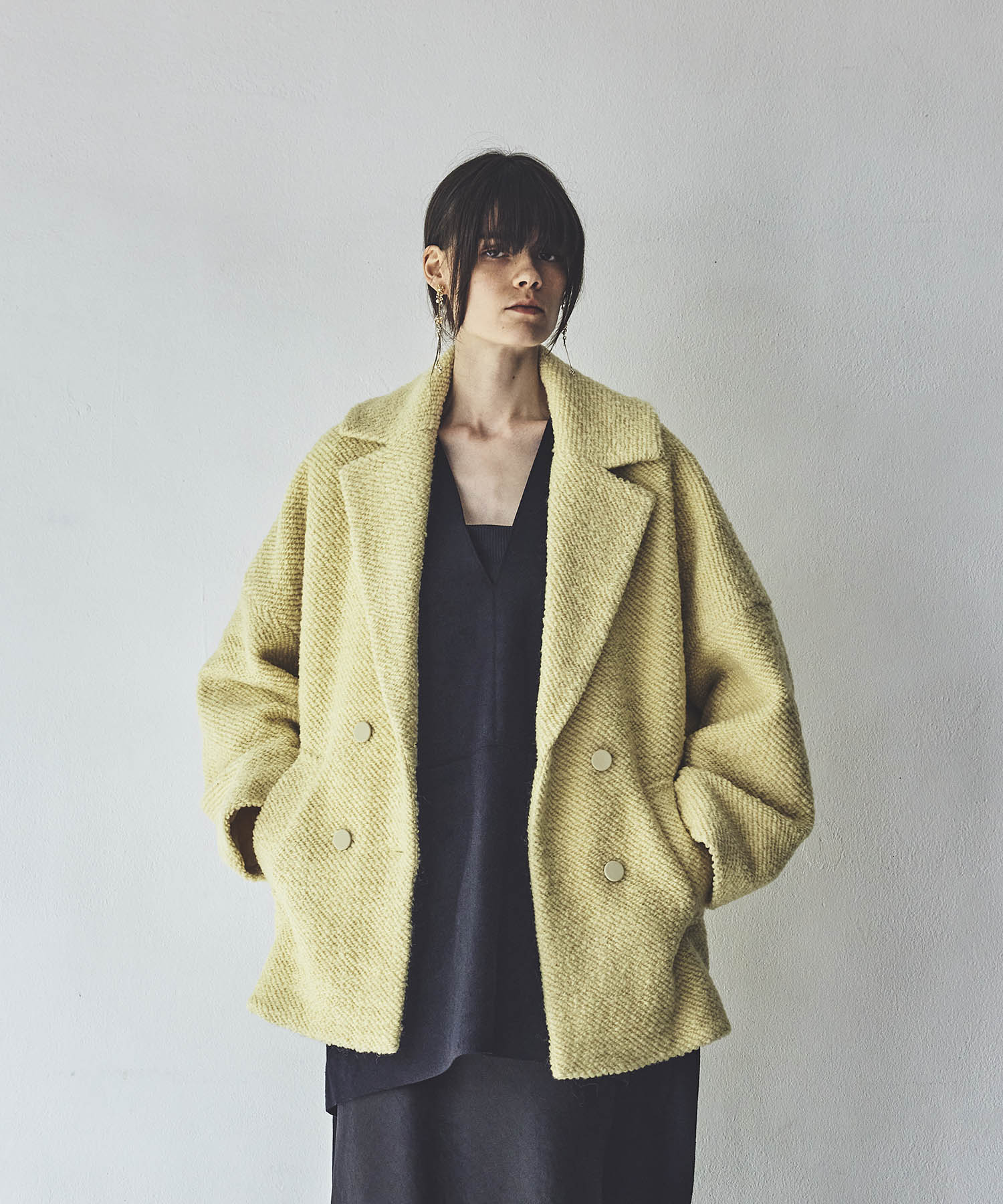 roving yarn tweed cocoon coat | AND ON JIONE STORE（アンドオン