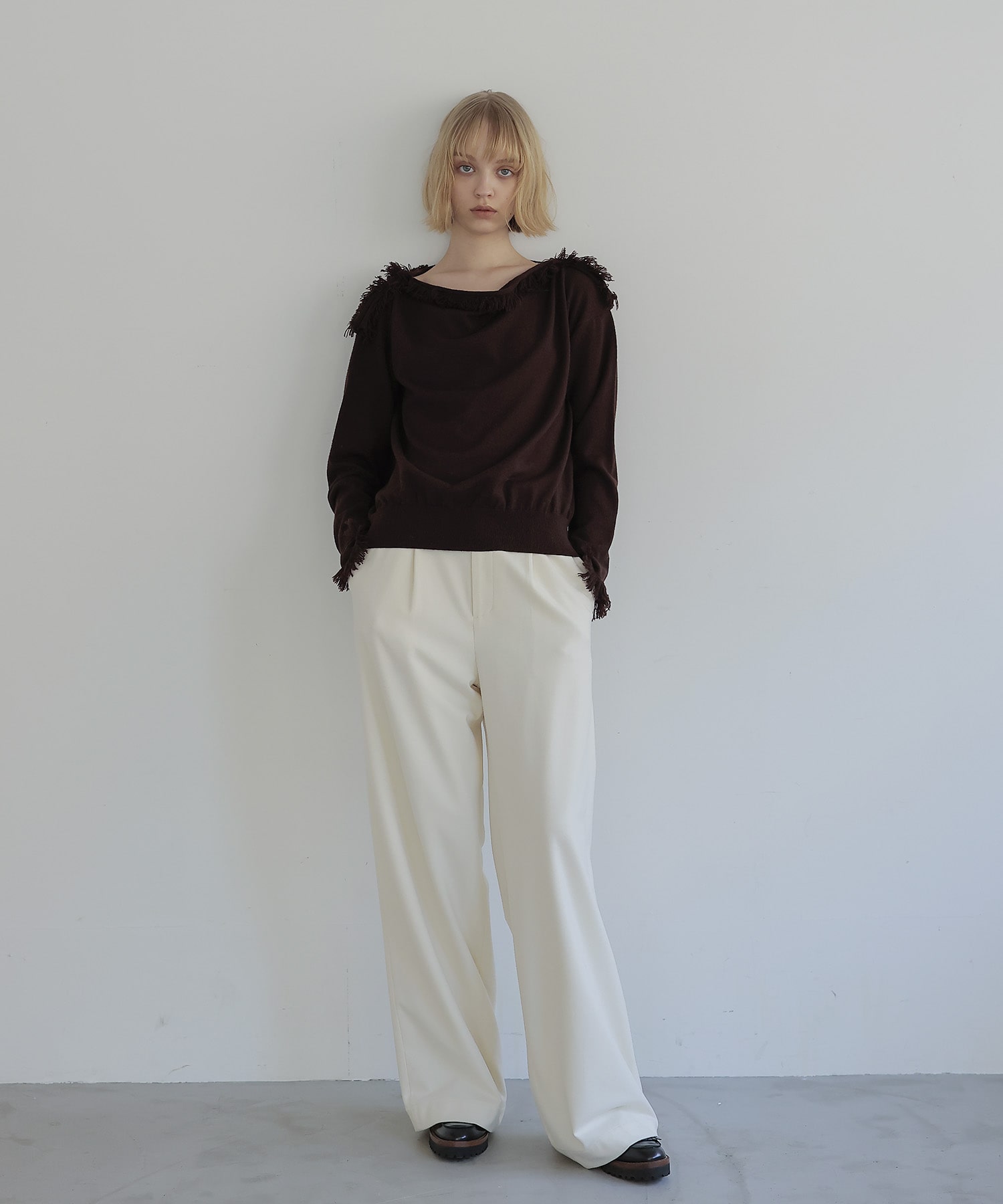 cash feel wool fringe pullover
