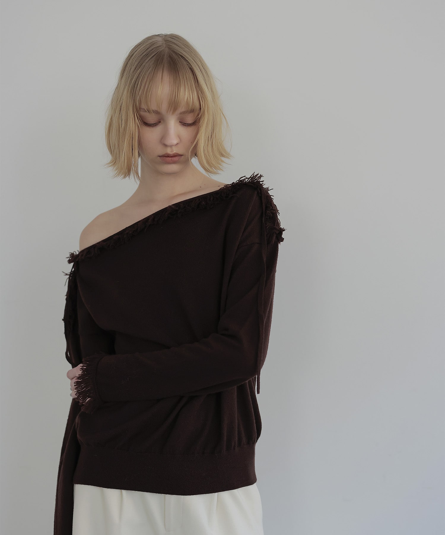 cash feel wool fringe pullover