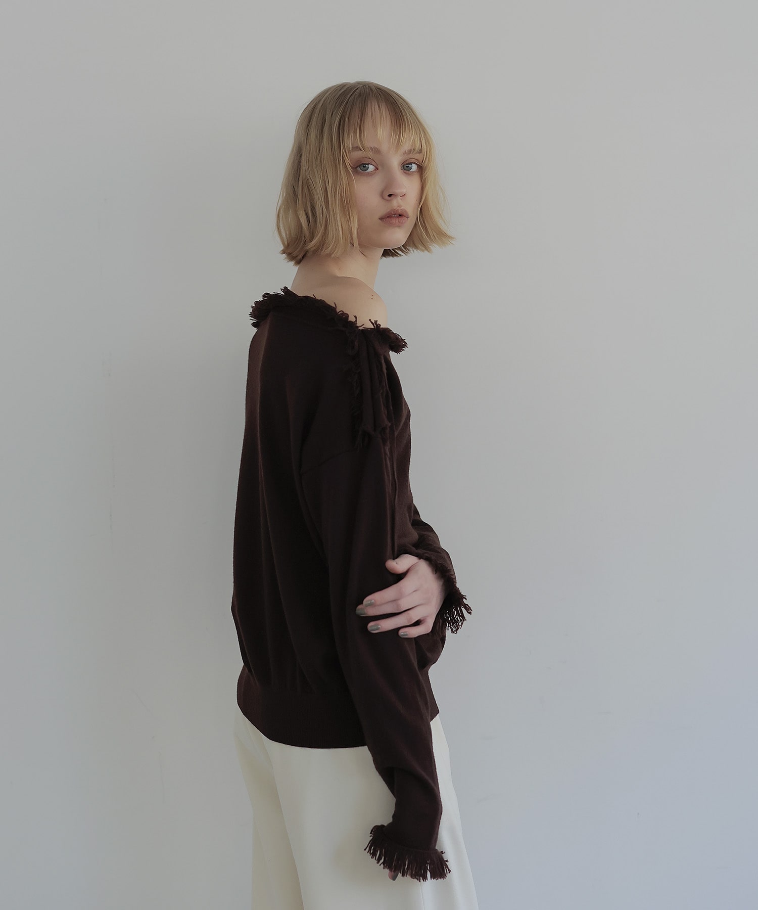 cash feel wool fringe pullover