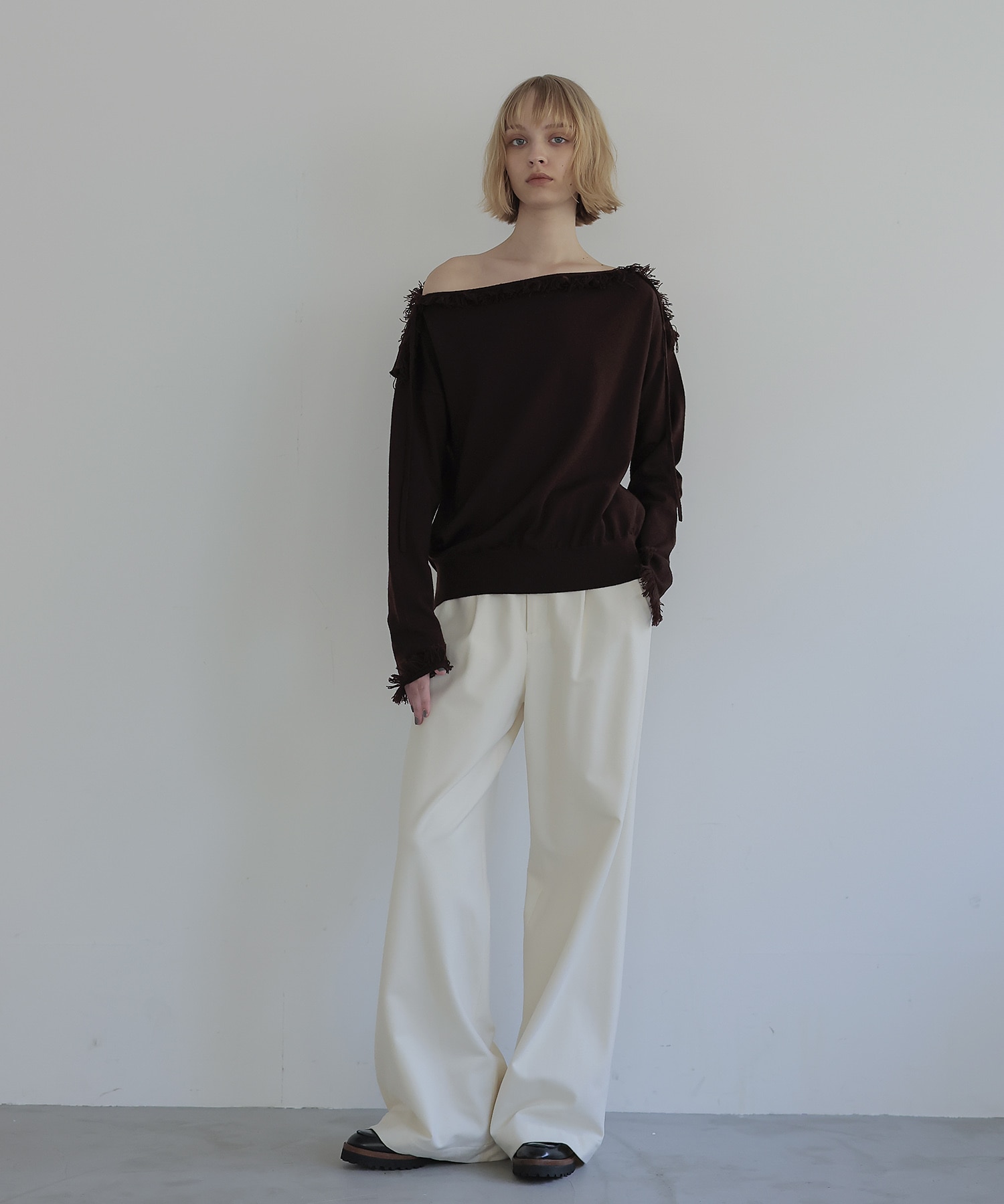 cash feel wool fringe pullover