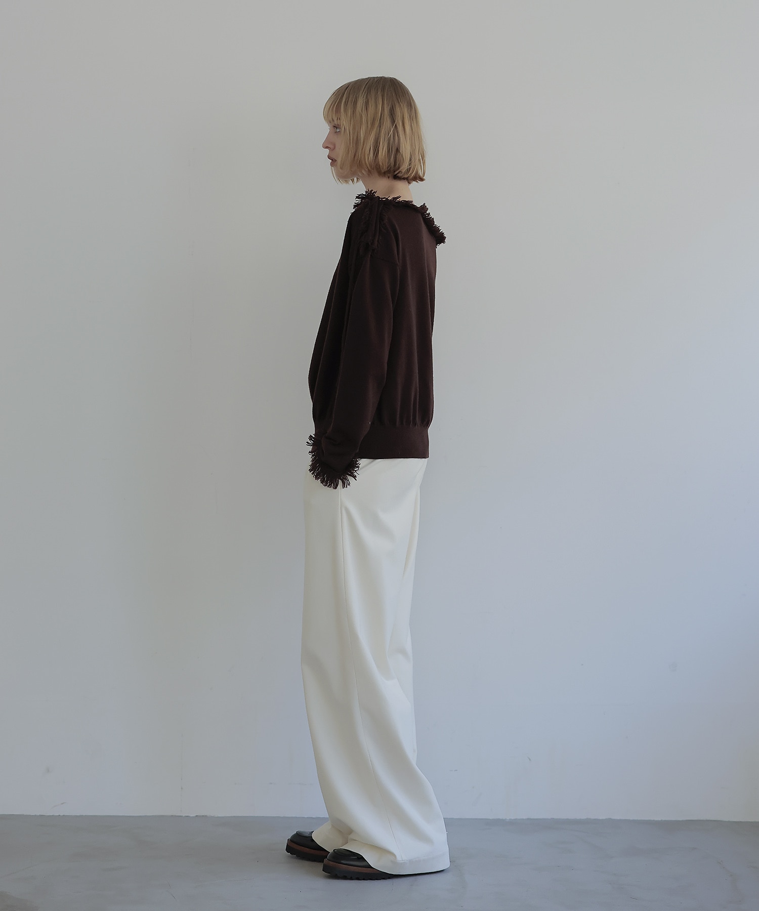 cash feel wool fringe pullover
