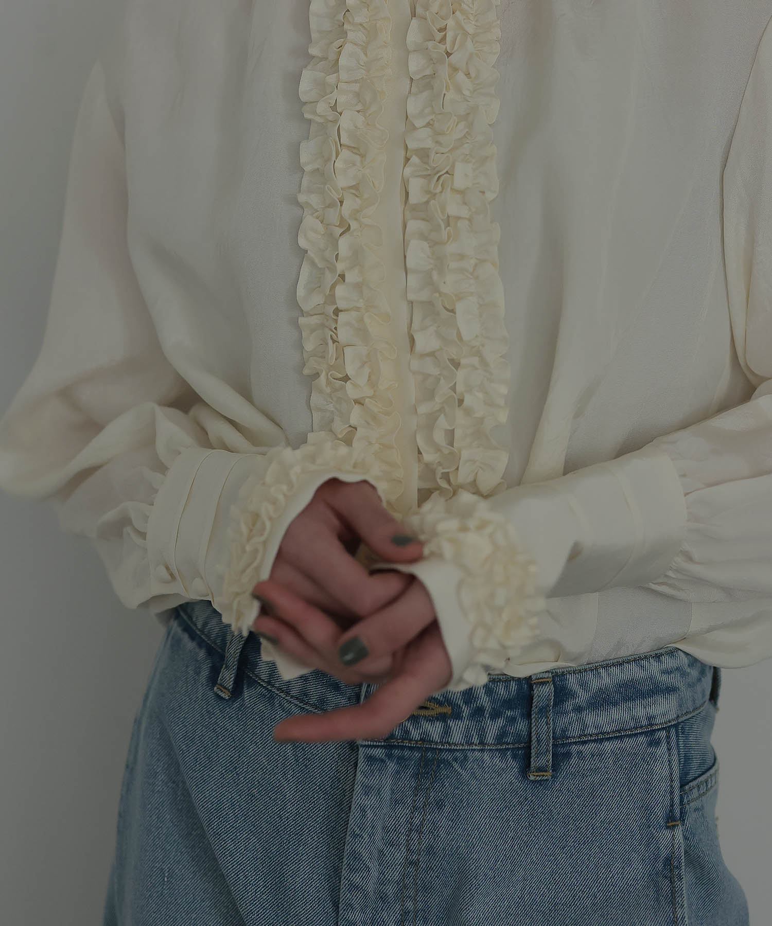 frill design deep cuffs  blouse