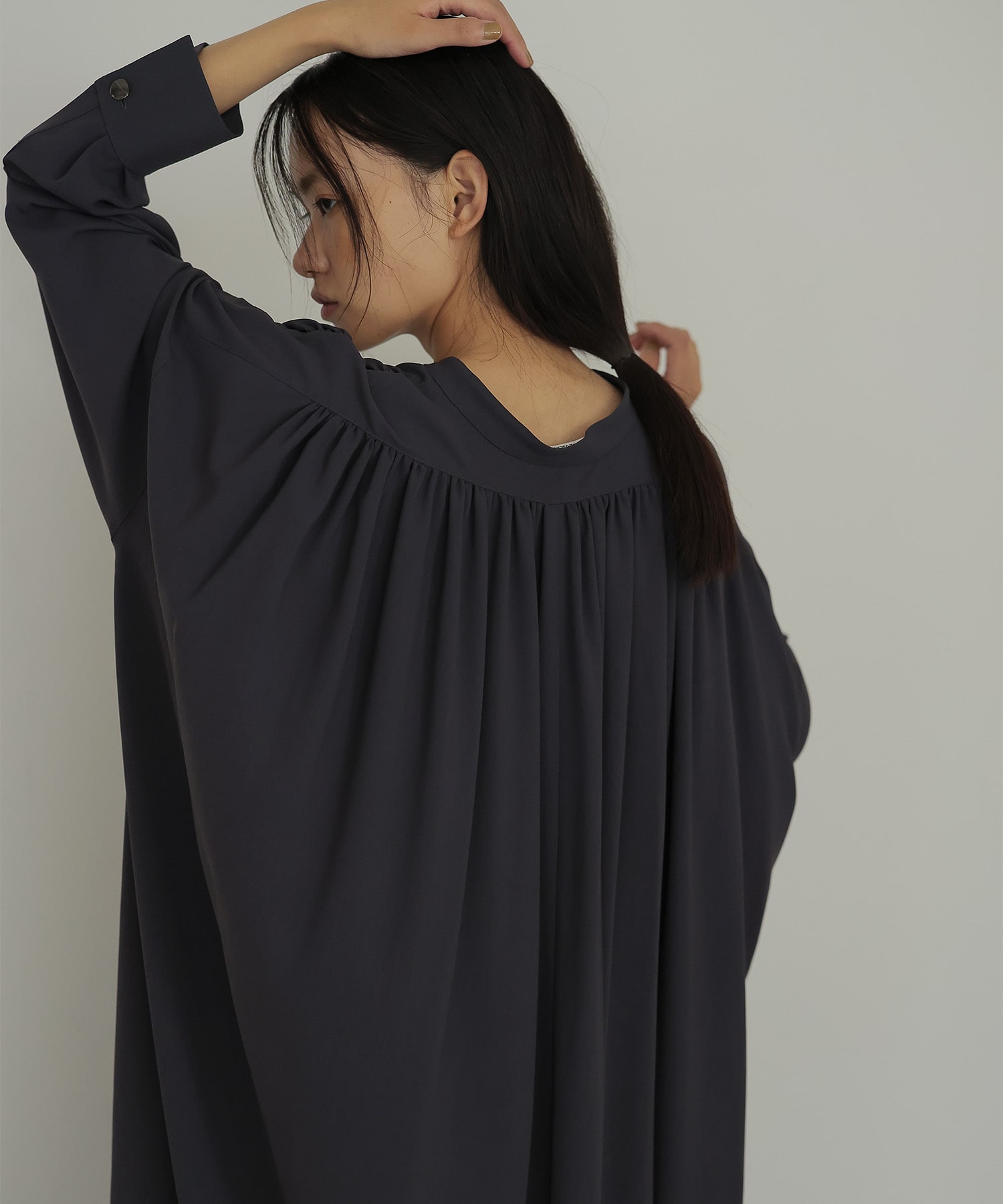 fluid silhouette gather dress