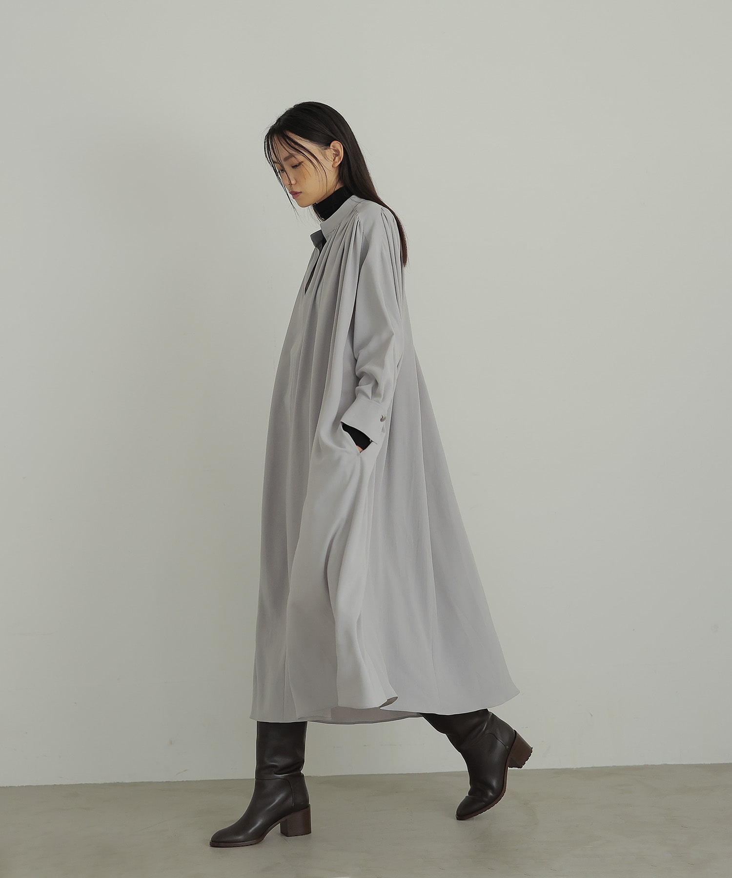 fluid silhouette gather dress