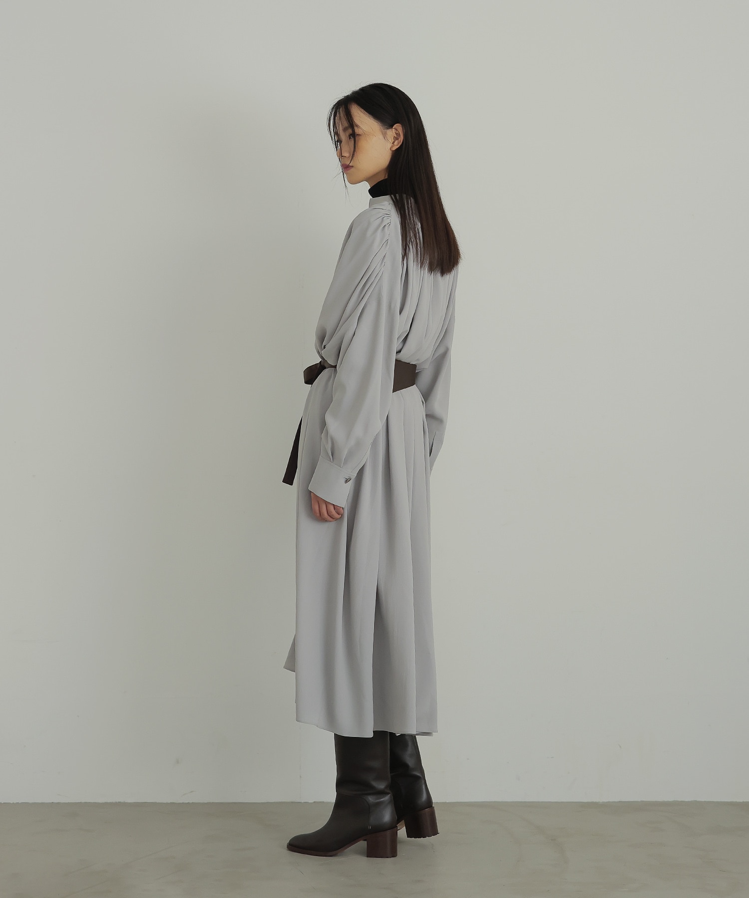 fluid silhouette gather dress