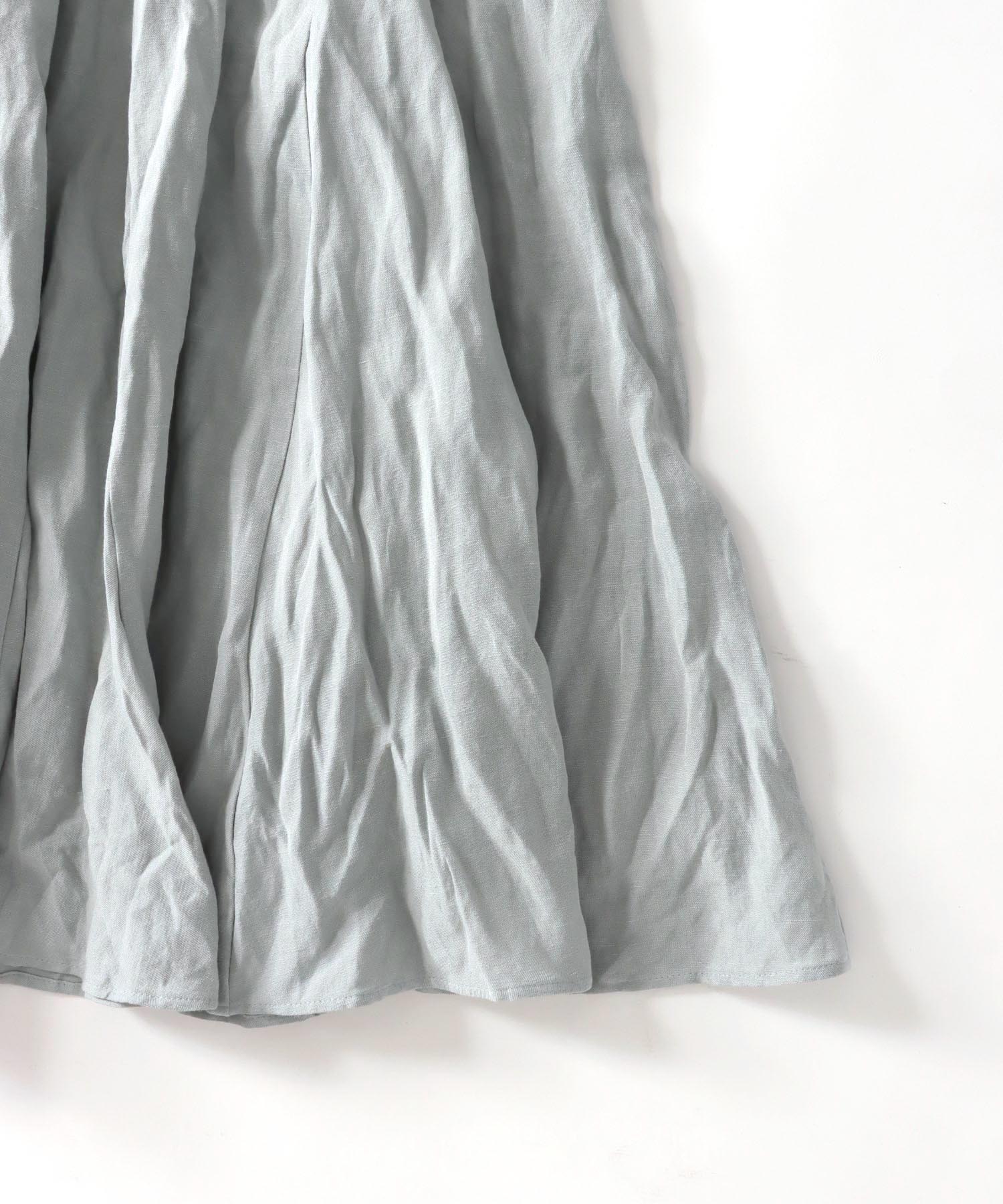 R/L poplin hand wrinkles long skirt