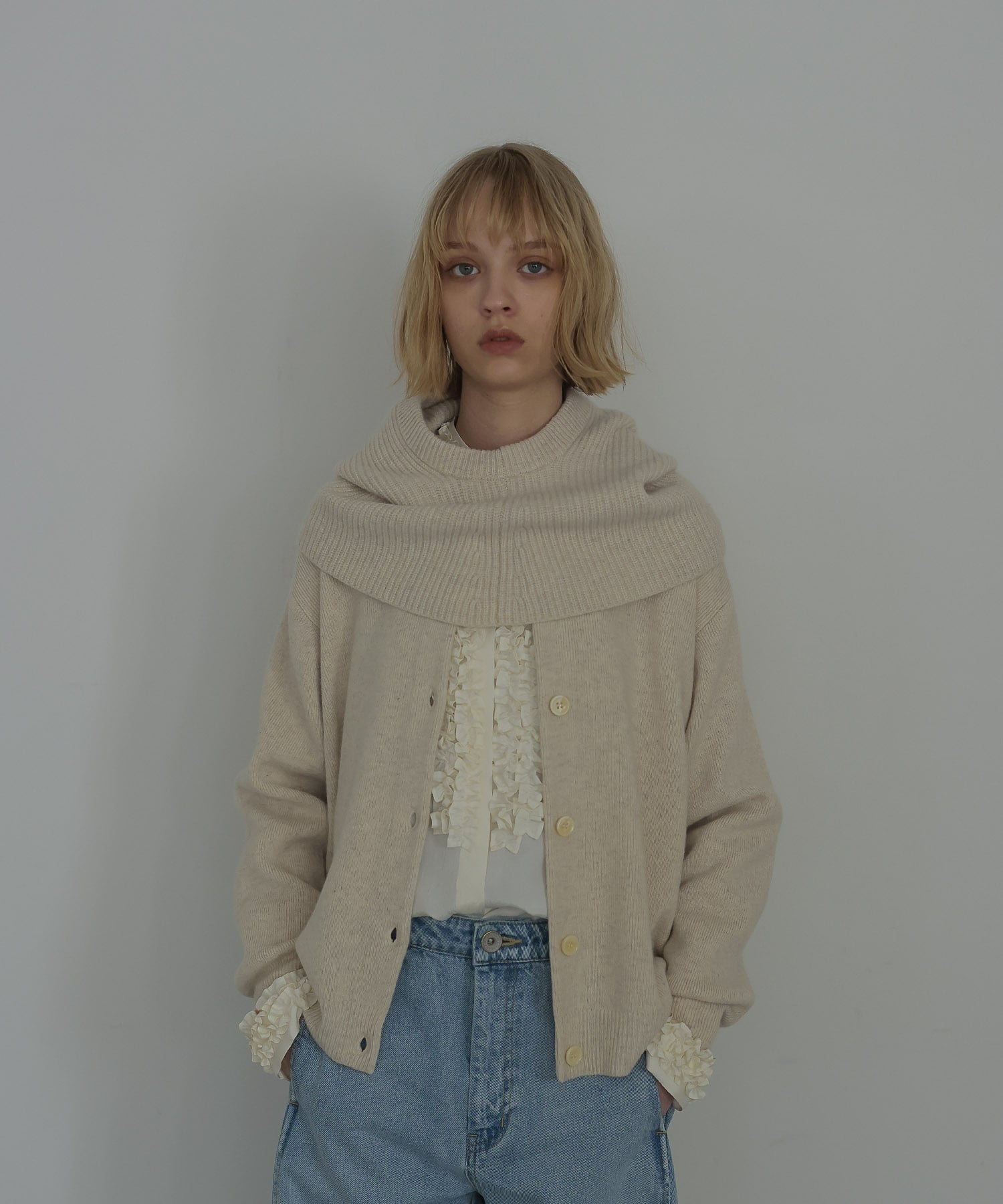 wool cashmere cardigan balaclava