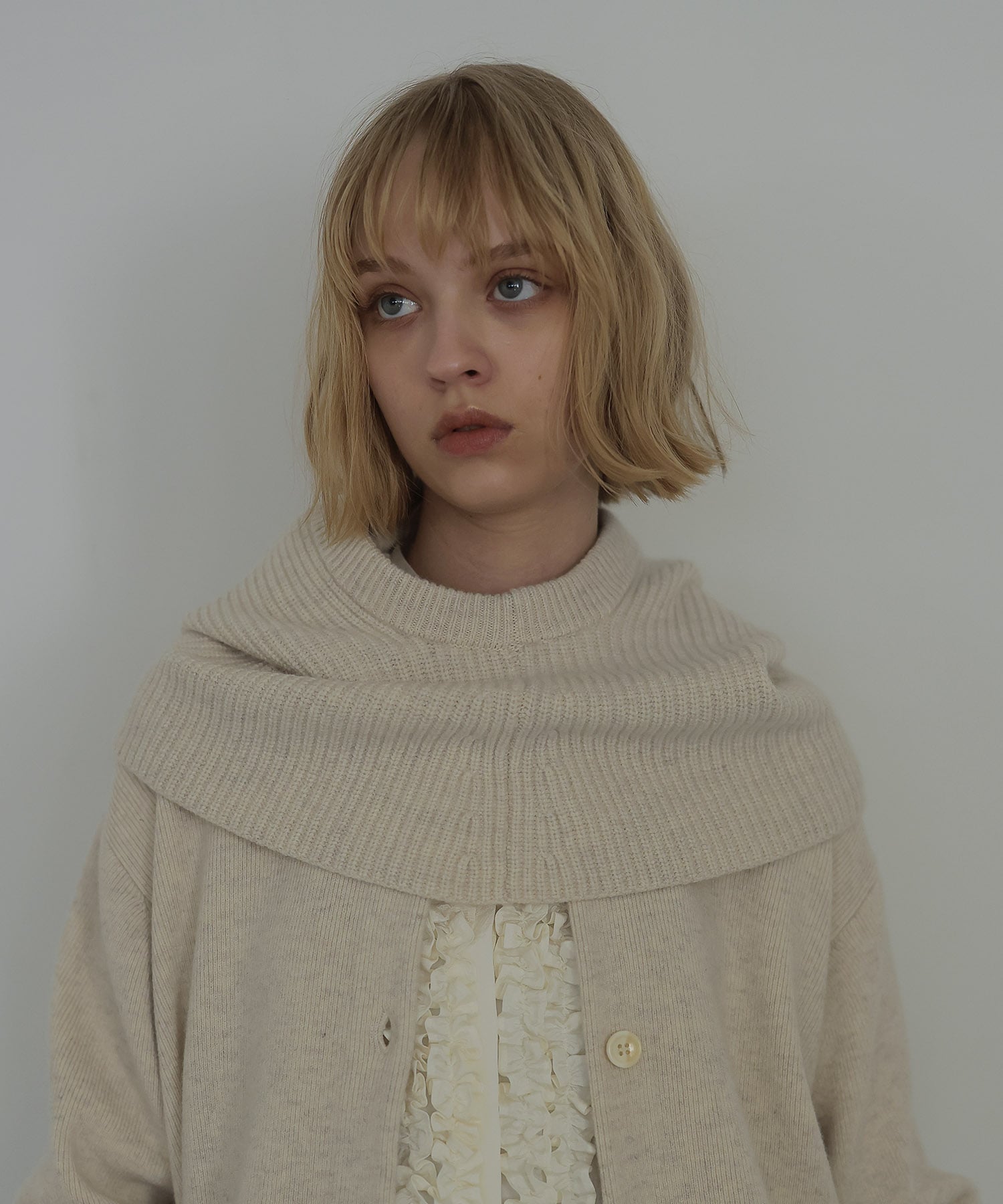 wool cashmere cardigan balaclava