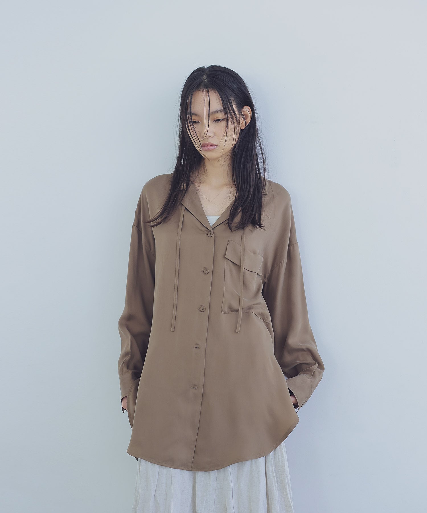 fiible twill open collar shirt