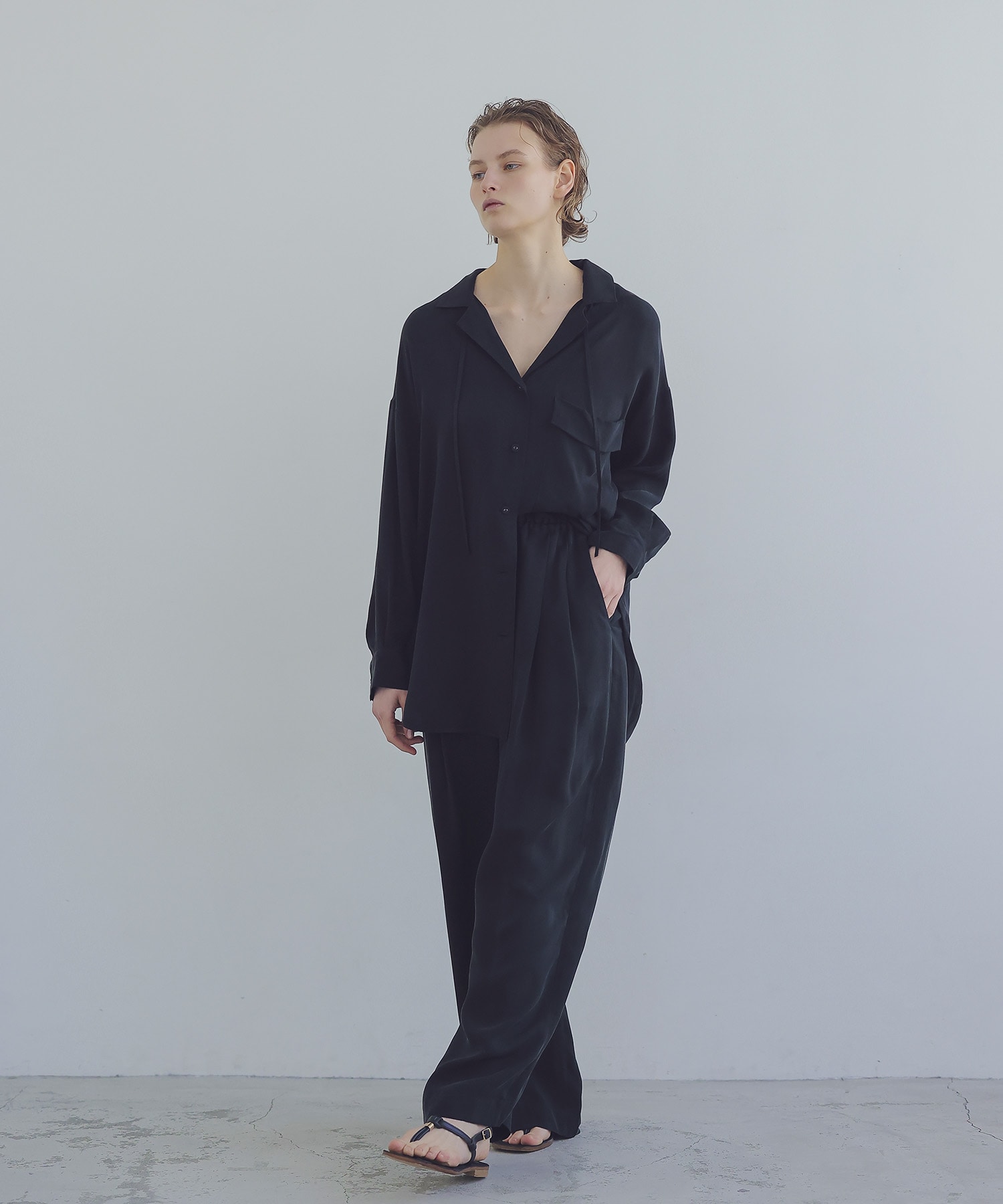 fiible twill open collar shirt