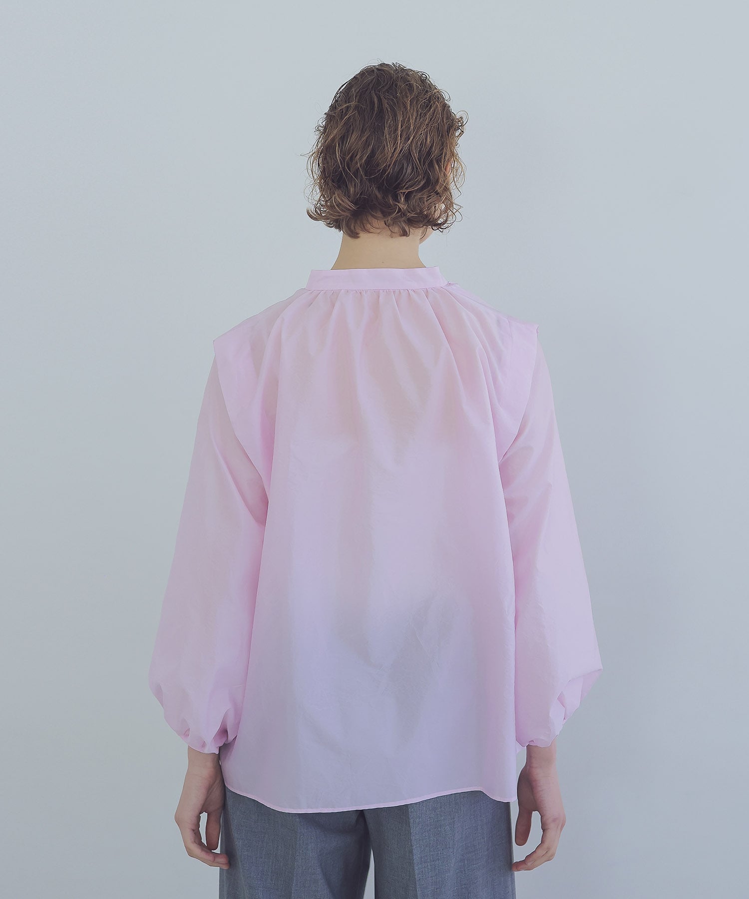 air taffeta shoulder tuck blouse