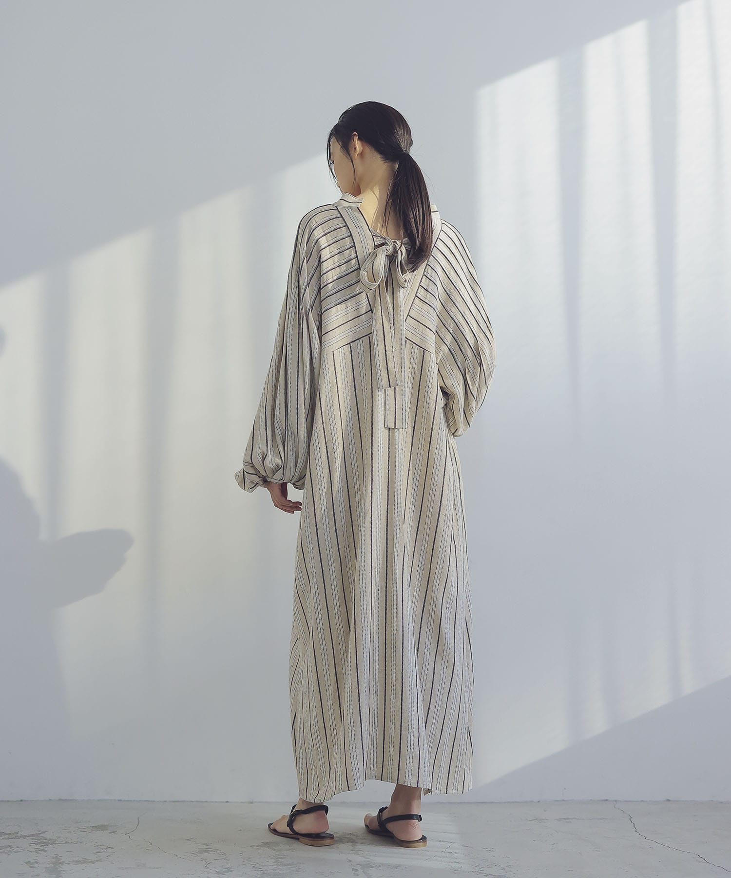 flax stripe caftan dress