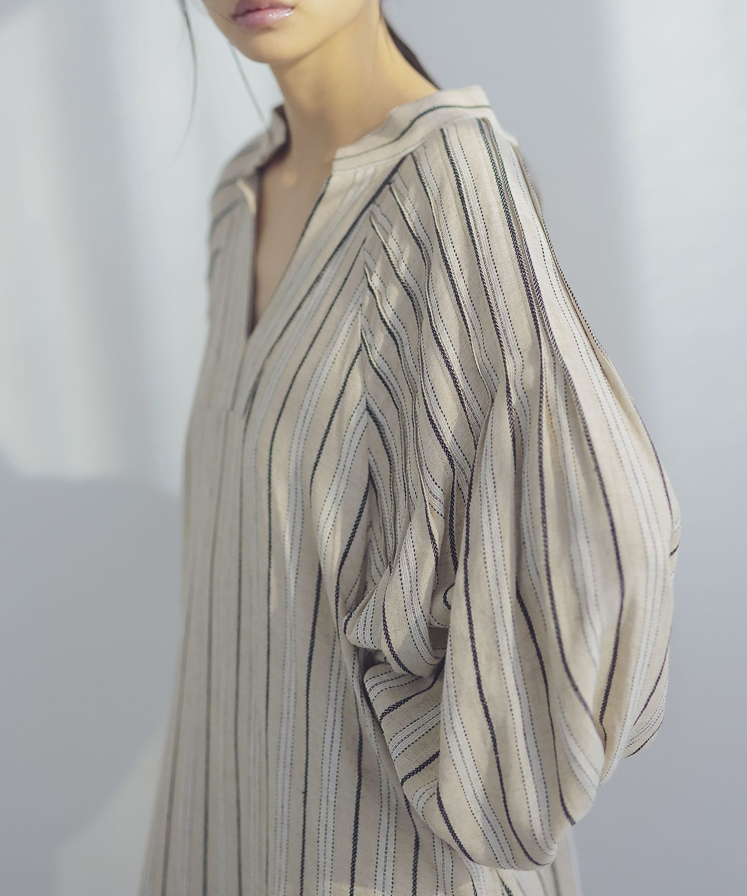 flax stripe caftan dress