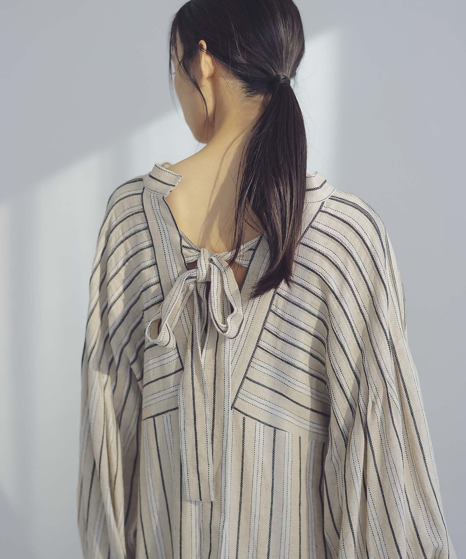 flax stripe caftan dress