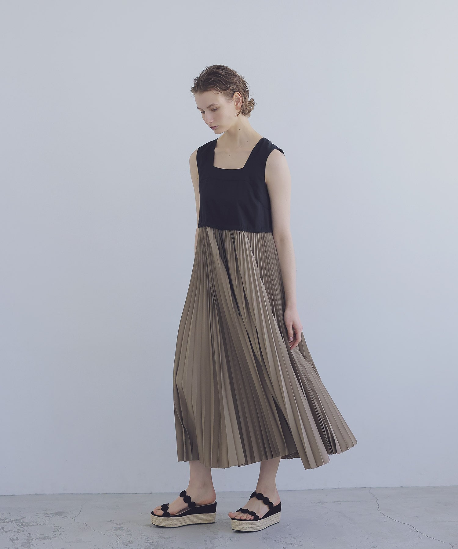 pleats combination dress