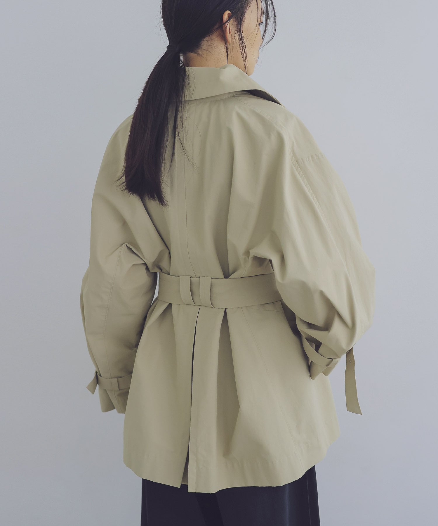 compact taffeta short trench coat