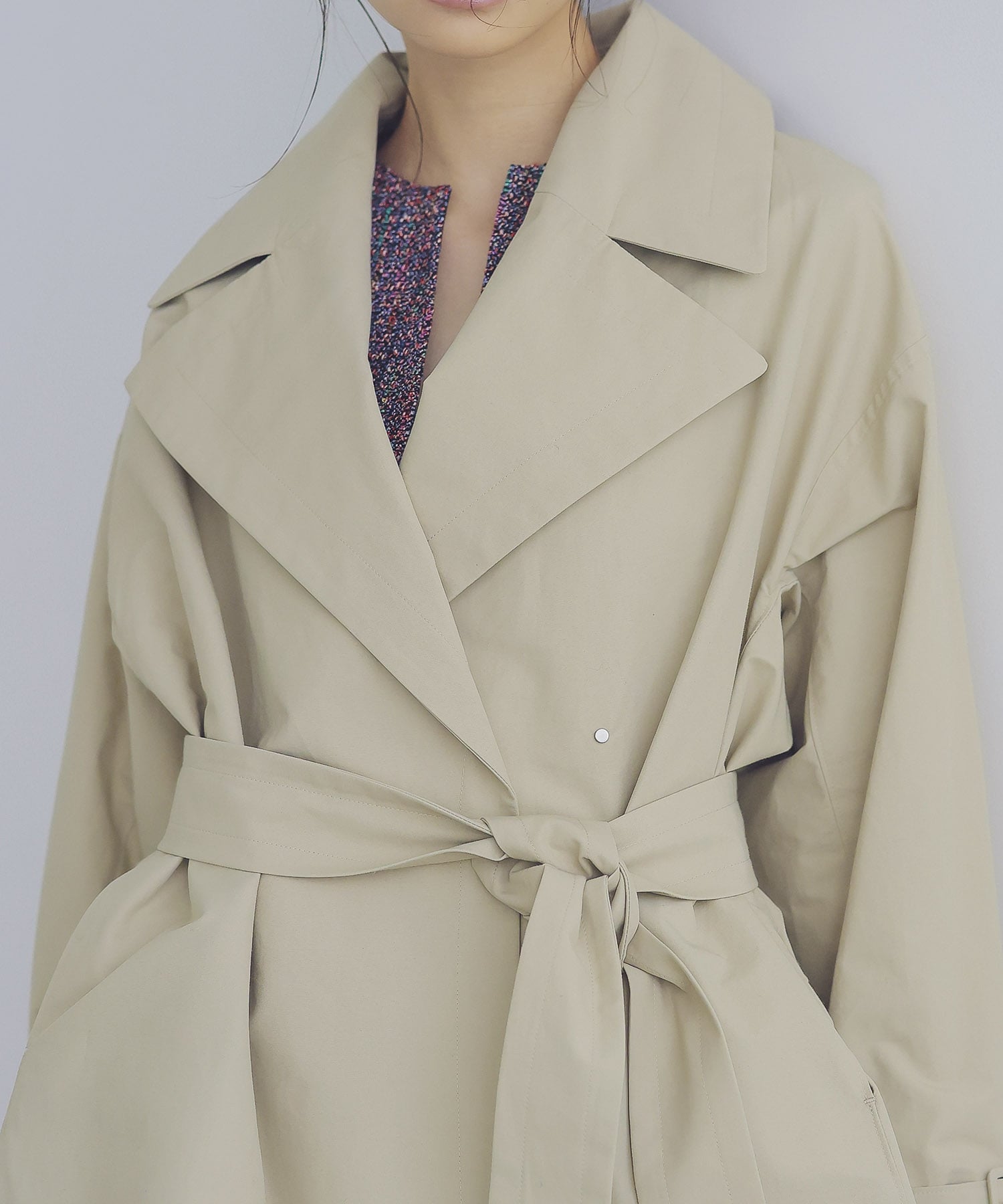 compact taffeta short trench coat