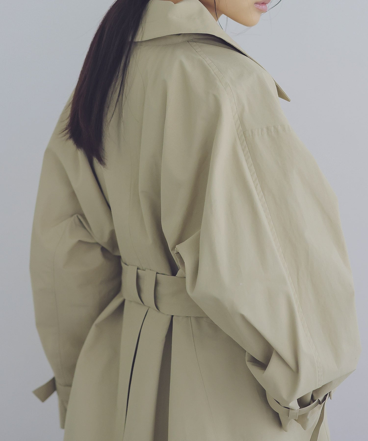 compact taffeta short trench coat