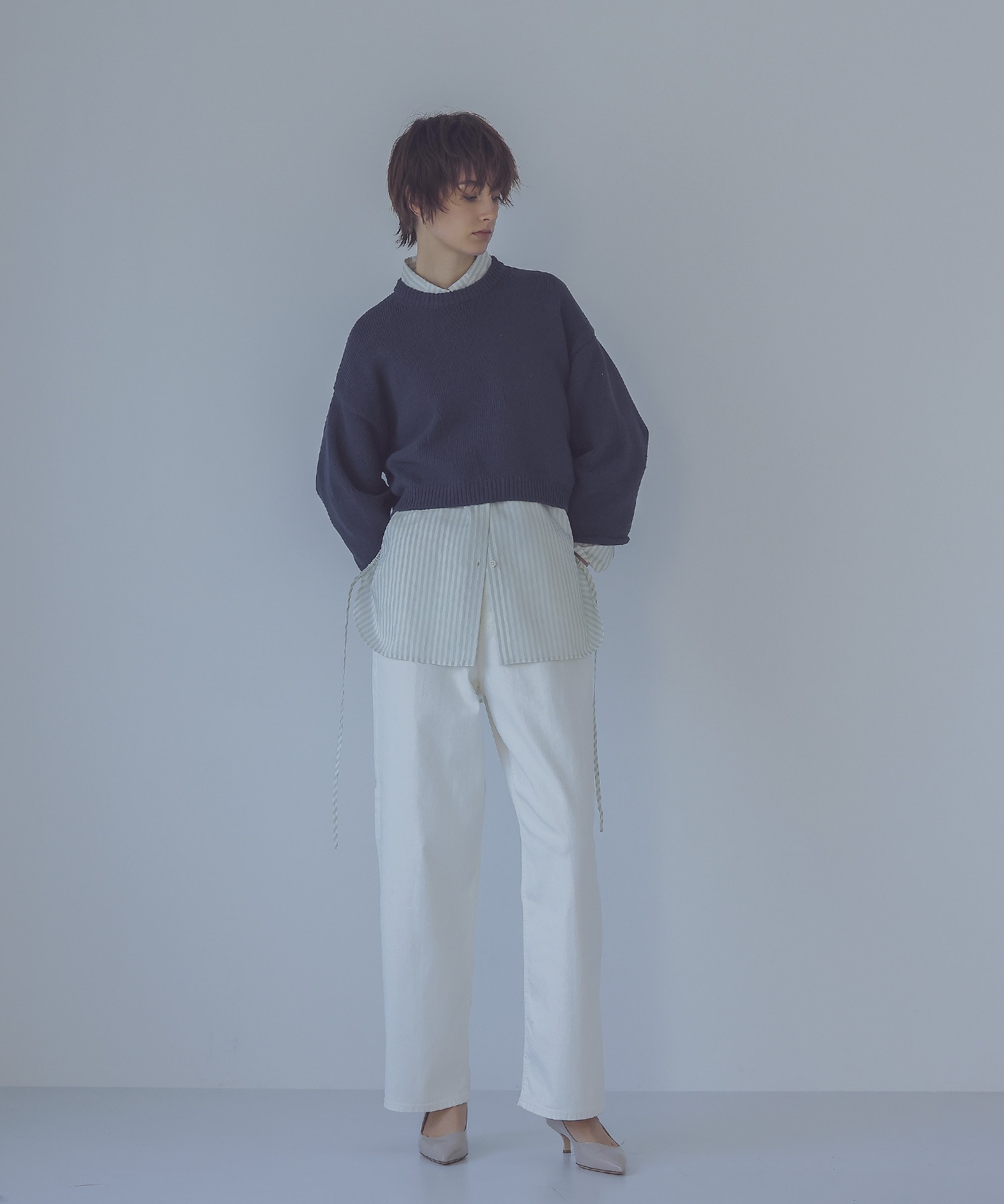 KAPOK cropped hem tuck sleeve pull