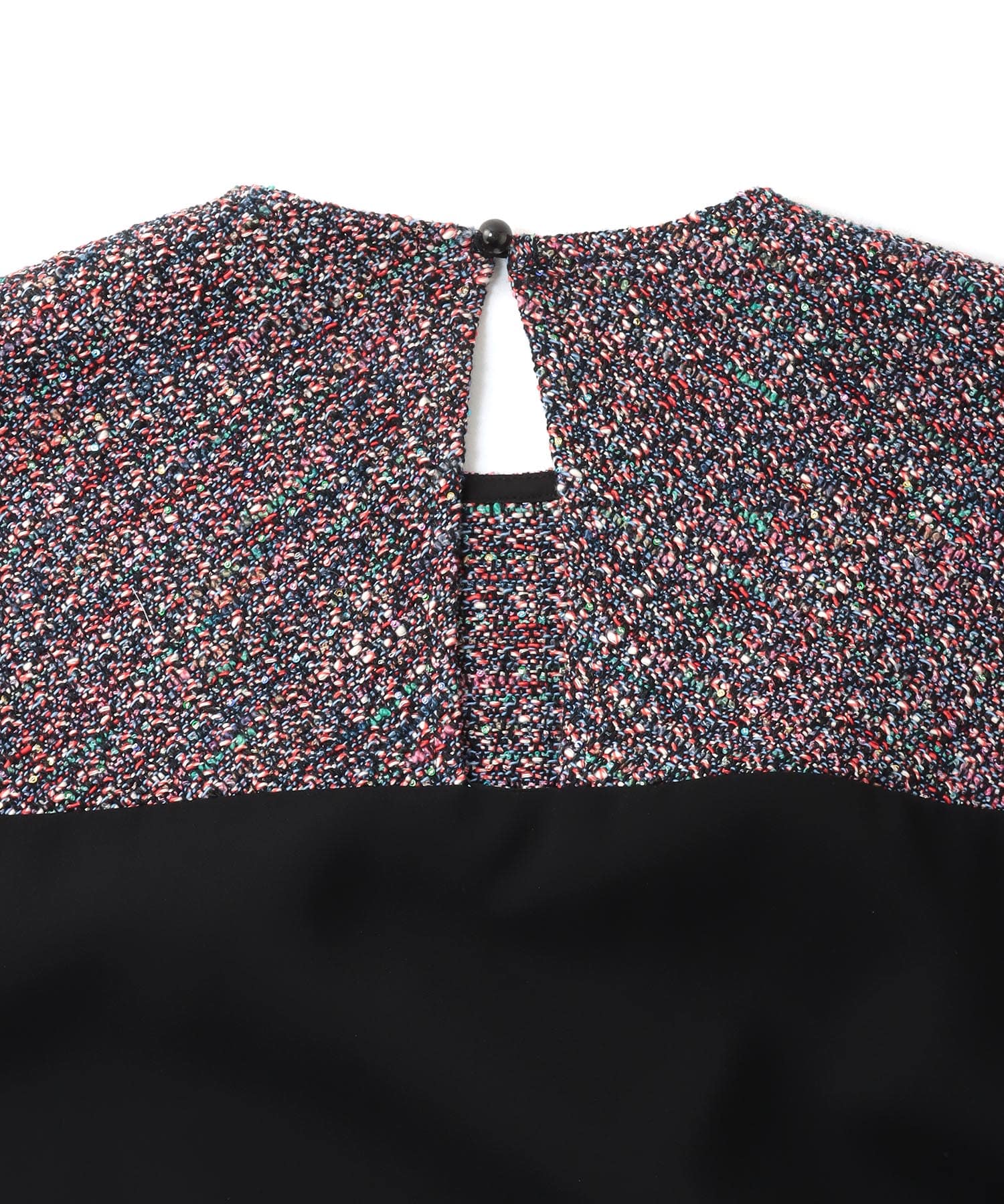 mix tweed back switch blouse