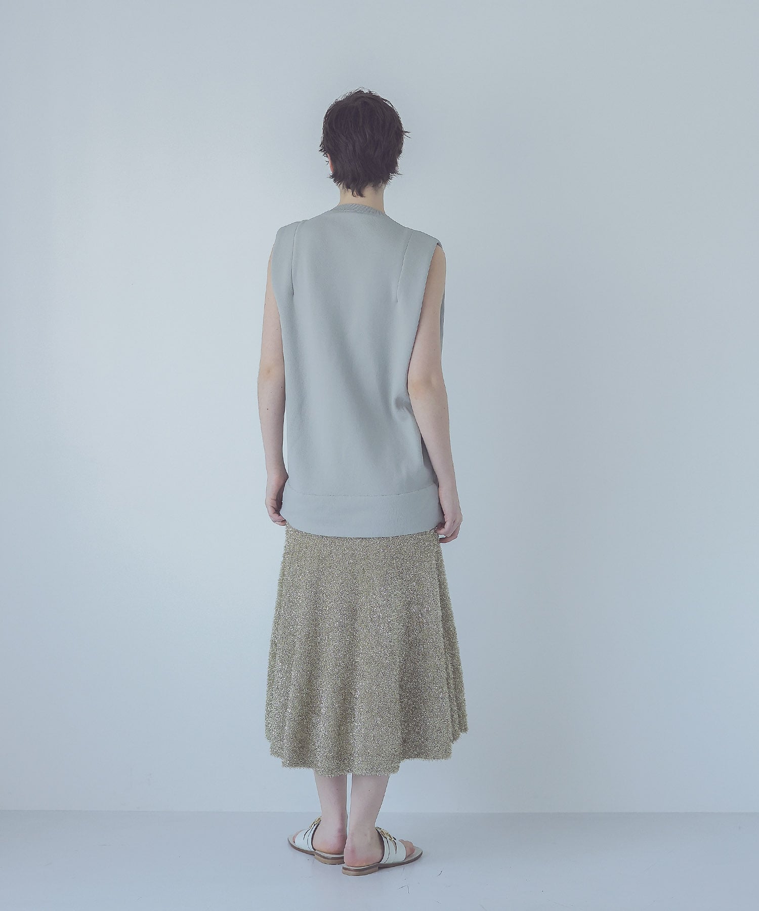 mat polyester × glass yarn switching dress