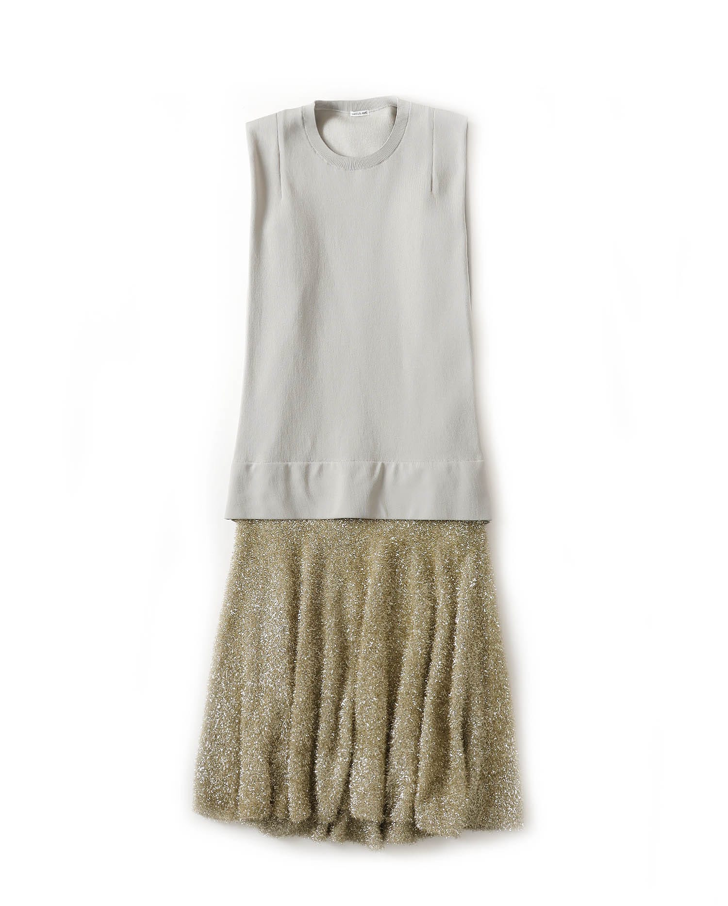 mat polyester × glass yarn switching dress