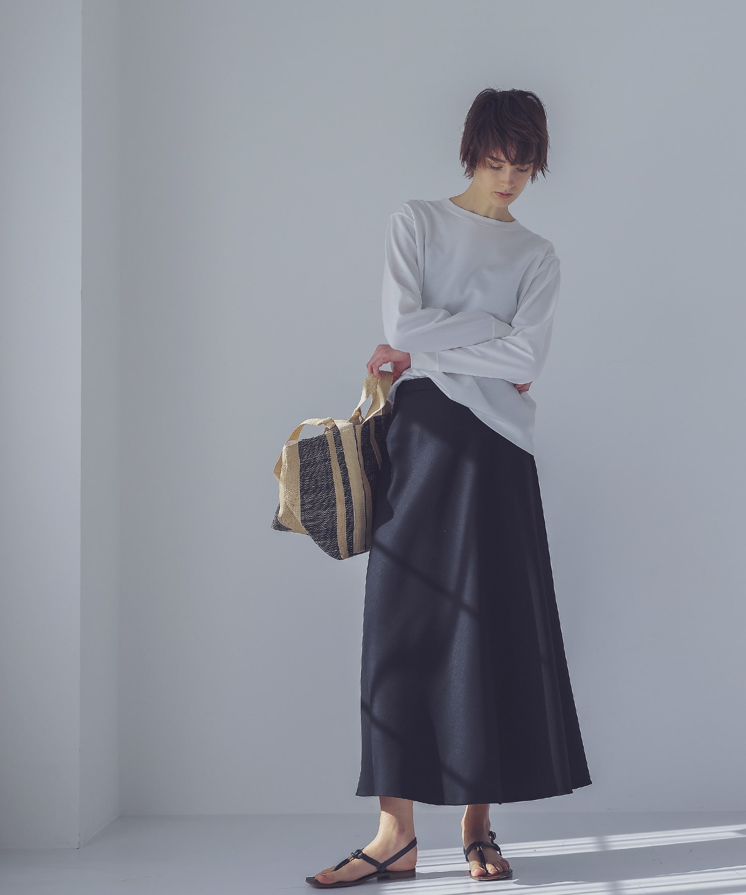 wool clean flare skirt